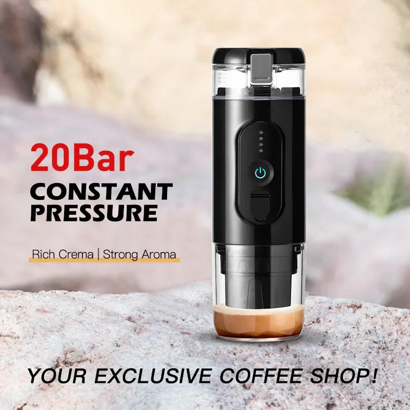 Portable RV Car Coffee Machine Smart Wireless Heating Espresso Machine Mini Espresso Cup Capsule Coffee Powder for Travel