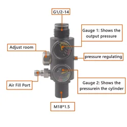 HPA 300BAR 4500PSI Gas Cylinder Refill Air Tank Adapter Pressure Relief Regulator Valve Output 0 To 2500PSI Valvula Reguladora