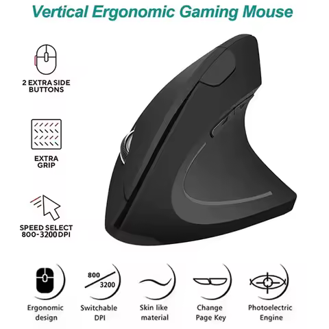 Wireless Bluetooth Vertical Mouse Ergonomic Gaming Mouse 1600DPI 2.4G Optical Wrist Mouse For Office Laptops PC Computer Desktop