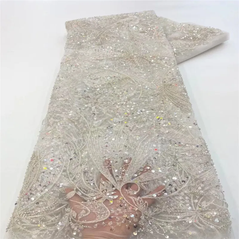 Mesh Wedding Dress Handmade Bead Fabric Lace Embroidery Cloth Fashion Tube