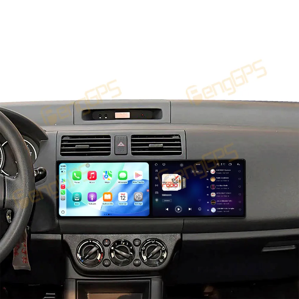 Dual Screen 10.1 Inch Android 15 CarPlay Car Radio For Suzuki Swift 2010-2016 Touch Screen Multimedia Player GPS Navigation DSP