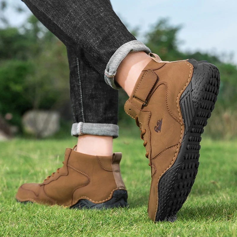 

Модные мужские повседневные ботинки, кожаная мужская обувь, роскошные ботильоны высокого качества, непромокаемая зимняя спортивная обувь для мужчин, мотоциклетные ботинки