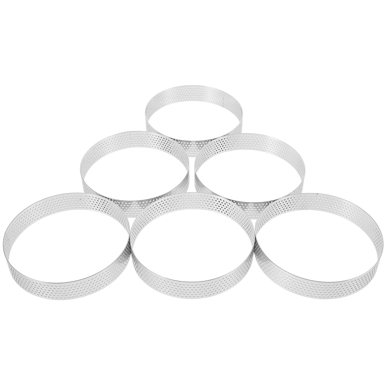 

6pcs Stainless Steel Tart Rings Round Cake Molds 430 Baking Gadgets Pizza Tools Easy Demold Clean DIY Cookies Mold
