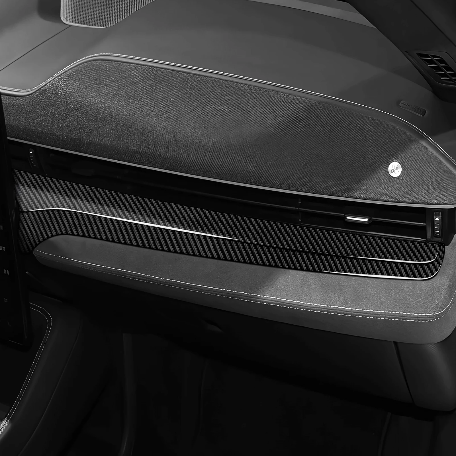 Soft Carbon Fiber Interior Sticker. Car Dashboard Decorative Strips. For Ford Mustang Mach-E (2021-2027) Trim Accessories. view 4