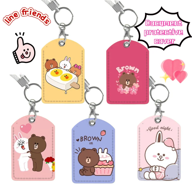 

Line Friends Brown Sally Access Card Holder Creative Personalized PU Student Campus ID Card Holder Cartoon Cute Protective Case