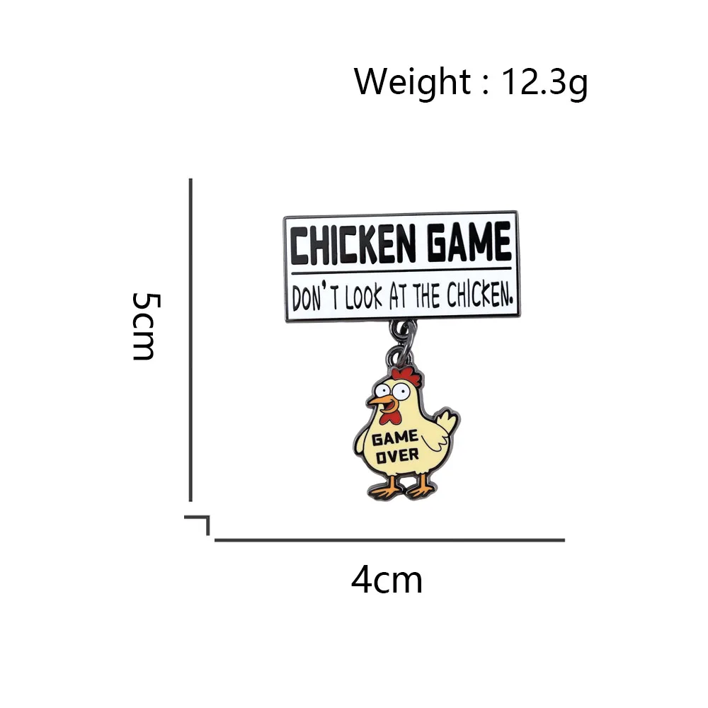 Lustiger Hühner-Spiel-Emaille-Pin: „Don't Look At The Chicken“-Brosche, Game Over Meme Abzeichen, Cartoon-Tier-Reversnadel, witziges Geschenk für Fans – Detail 2