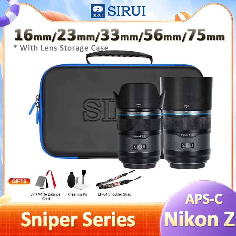 SIRUI Sniper Series 16mm 23mm 33mm 56mm 75mm APS-C Auto Focus Prime Lens for Nikon Z Mount DSLR Camera Z6 Z7 Z6II Z7II Z8 Z9 Zfc