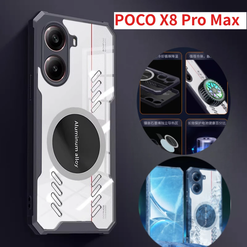 Transparent Magnetic Case for Xiaomi POCO X8 Pro X7 Pro Redm