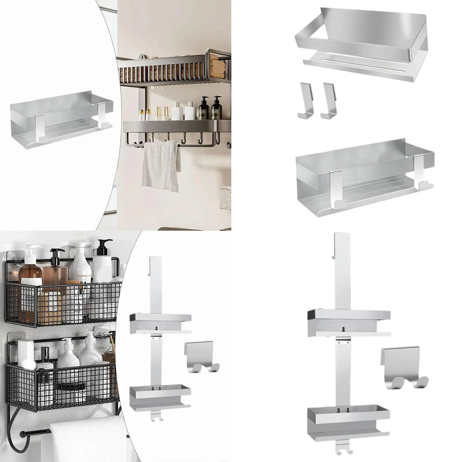 Bathroom Storage Rack Easy Installation Stainless Steel for Lavatory Home