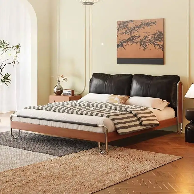 

Floating Modern Double Bed Metal Duvet Backrest Hotel Loft Bedroom Bed King Size Adults Wooden Camas De Dormitorio Furniture