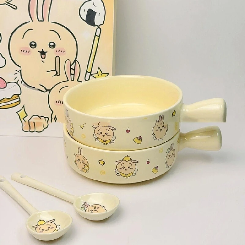 

Cute Cartoon Anime Peripheral Japanese Style Instant Noodle Bowl With Handle Cartoon Ceramic Heat-Resistant Ceramic Bowl Gift