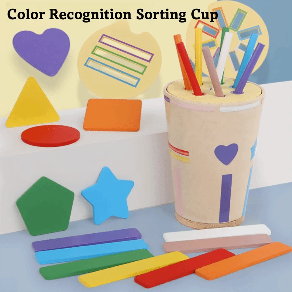

Color and Shape Learning Organizer Play Sensory Wood Educational Sorting Toys Smooth Color Classification Matching Toys
