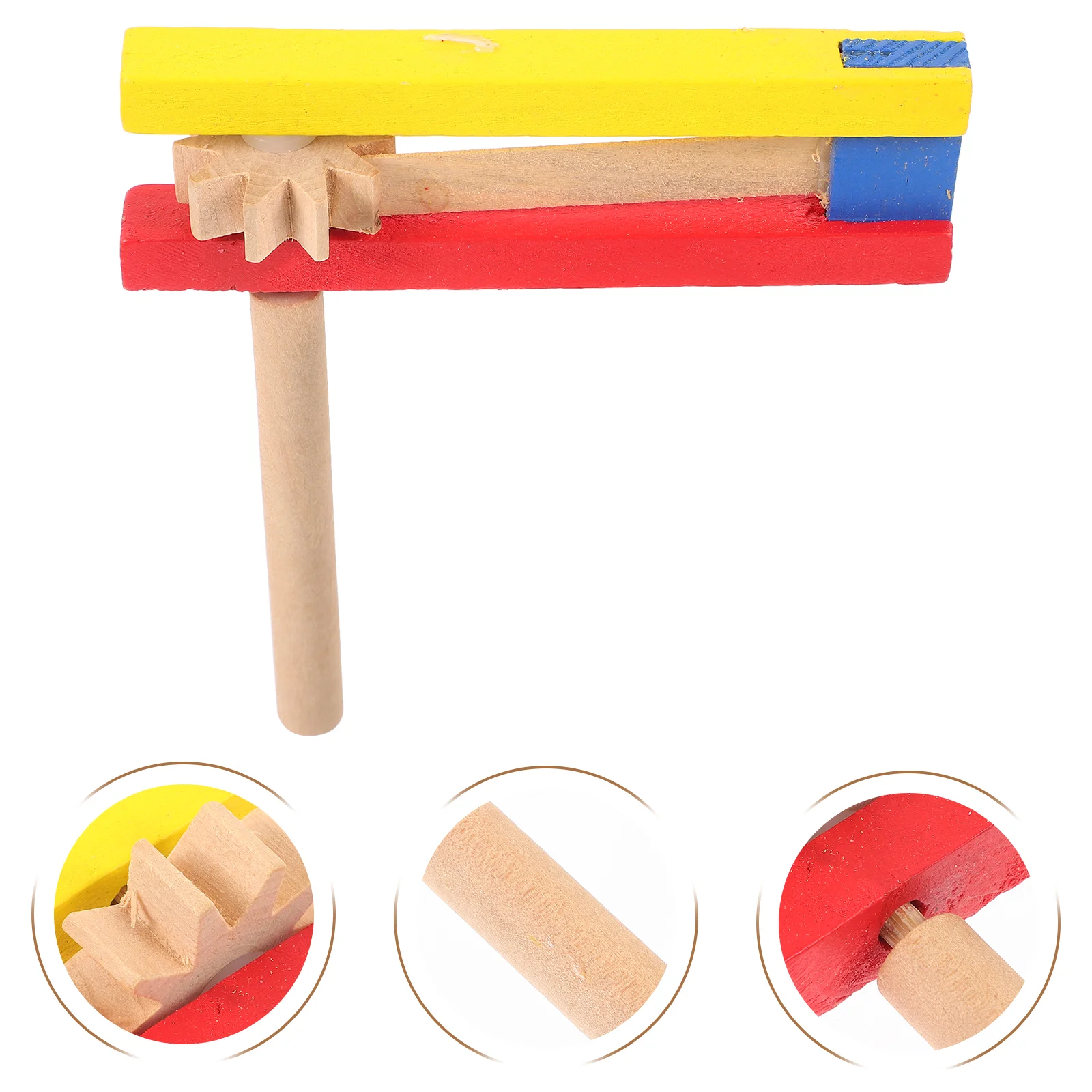 

4 Pcs Ratchet Musical Instrument Instruments Castanet with Long Handle Wood Wooden Percussion