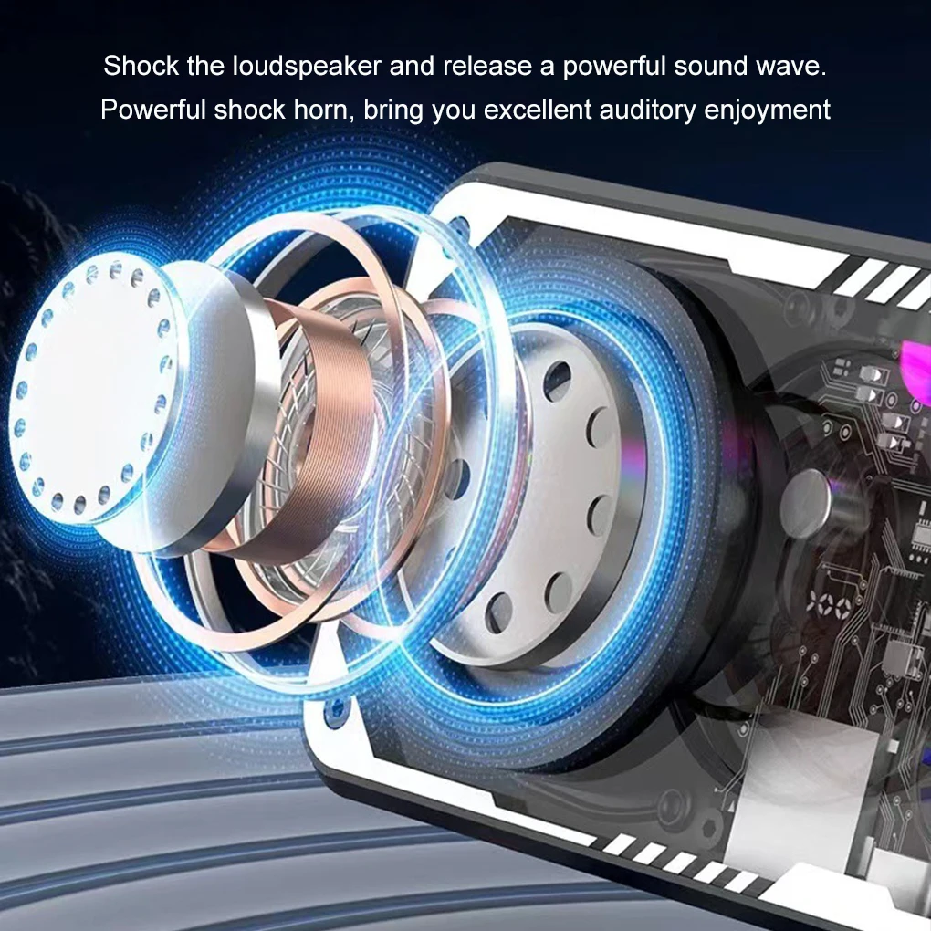 Transparent Mecha Speakers Bluetooth 5.0 Wireless Double Bass Diaphragm Subwoofer Music TWS RGB Light Mini Party Loudspeaker