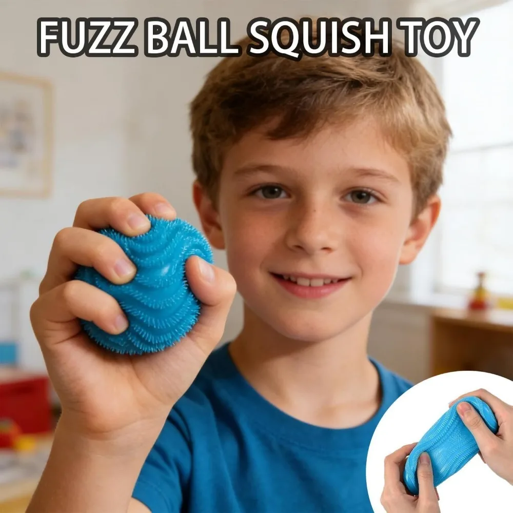 Fuzz Ball Squishy Stress Ball, Soft Fidget Squishy Fuzz Squeeze Ball for Adults,Anxiety Stress Relief Toys, Party Favors Gift for Adults, Fun Christmas Gift, Party Favors Gifts, Prizes for Students
