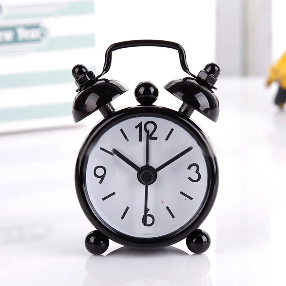 

Slim Design Double Bell Alarm Clock Analog Clocks Metal Construction Almost Silent Night Movement Perfect for Restful Nights