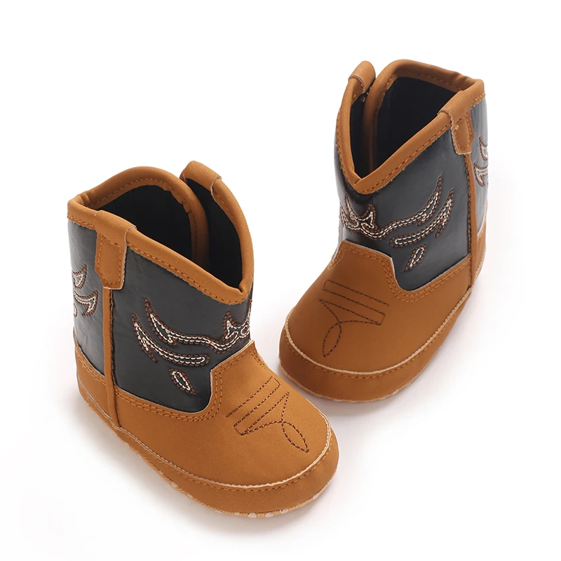 Modische neue 0-18M Baby-Stiefel aus PU-Leder mit Print, hohe Lederstiefel mit weicher Sohle für Kleinkinder zum Laufenlernen. – Detail 6