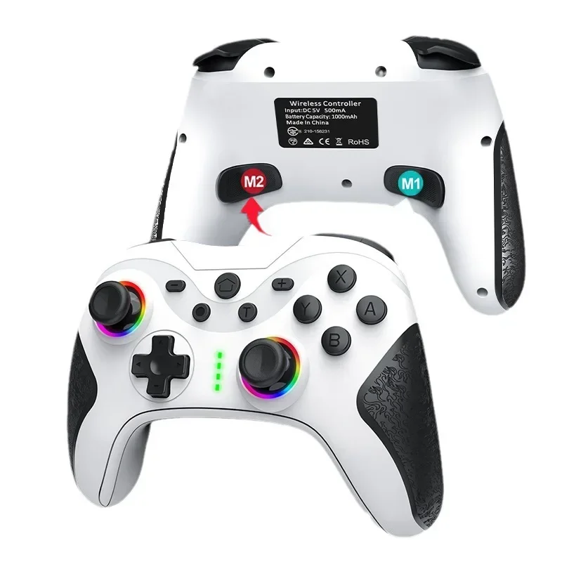 

Swich Gamepad with Vibrating Ambient Light Swich Bluetooth Controller Continuous Beam Adjustable with Back Programming