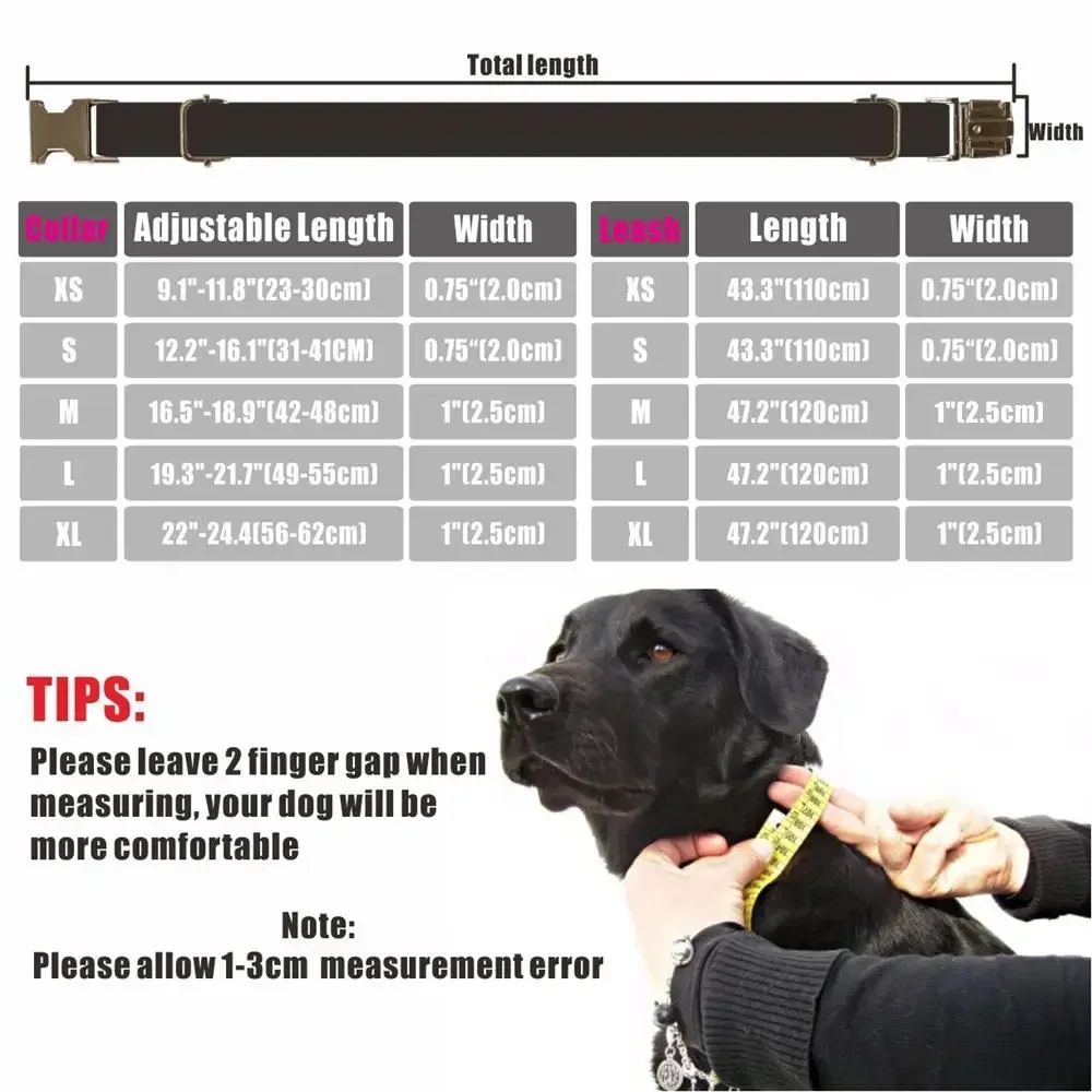 Personalized Dog Collar Customized Pet Collars Free Engraving ID Name Tag Pet Accessory Thick Suit Fiber Puppy Collar Leash