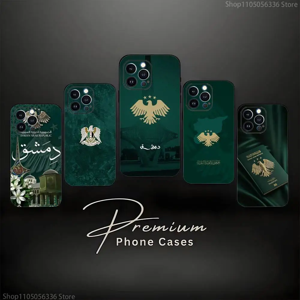 

Free S-Syrias Flag Phone Case For iPhone 16,15,14,13,12,11 Plus,Pro Max,XS,X,XR,SE,Mini,8,7,Soft Silicone Black Cover