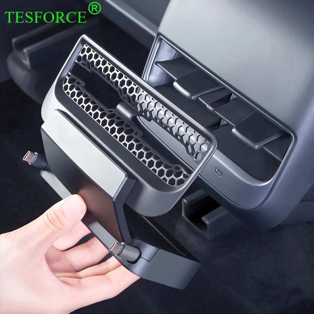 

For Tesla Model 3/Y 2021-2023 Rear Air Vent Intelligent Docking Station Fast Charger USB Shunt Hub Intelligent Docking Station