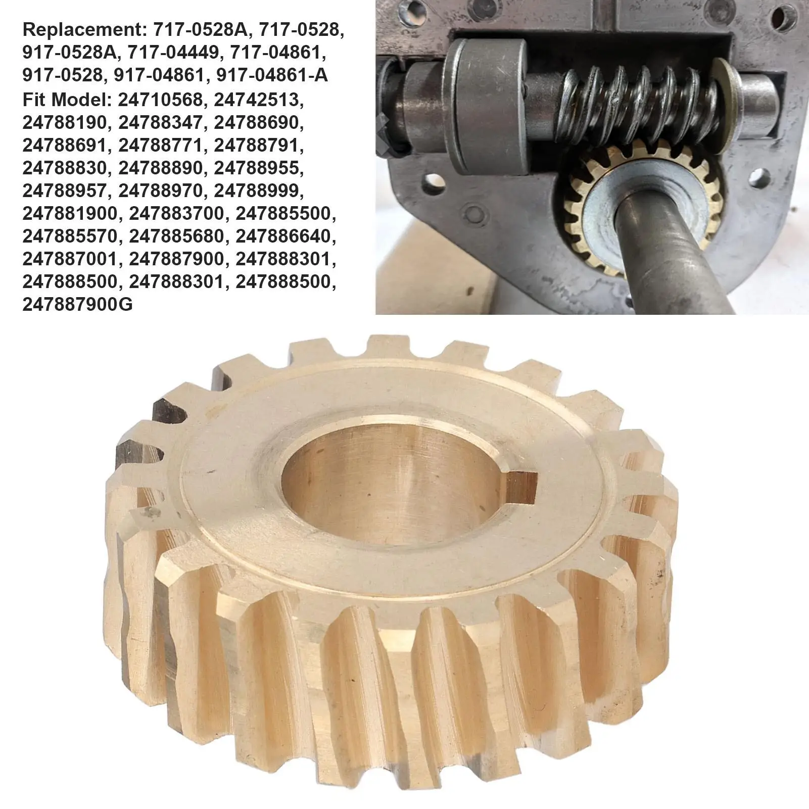 20T Worm Gear Brass 1-7/8in OD for mtd for snow Thrower Replacement Parts 917-04861, 717-04449, 717-04861, 717-0528