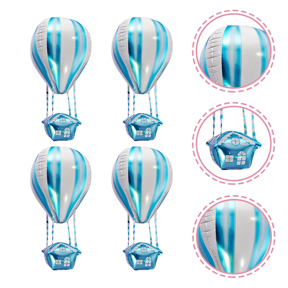 

4pcs Air Balloon Hot Air Foil Birthday Party Blue Aluminum Film Balloons Vibrant Color Charm Toy