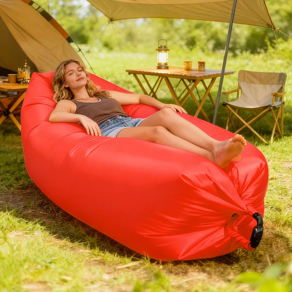 Multi‑Color Portable Lazy Inflatable Air Sofa Bed, Foldable Waterproof Anti‑Air‑Leak Sleeping Bag Sofa for Outdoor Camping Beach