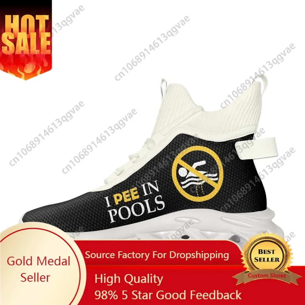 

I Pee In Pools High Top Flats Sneakers Mens Womens Sports Running Shoes Lace Up Mesh Footwear Customized Made Lightweight Shoe