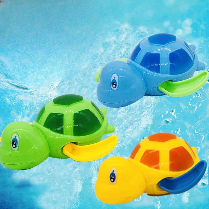 Children's Bath Toy Cartoon Cute Tortoise Baby Water Bath Swimming Toy Classic Wound-up Chain Clockwork Toys for Infant Kids