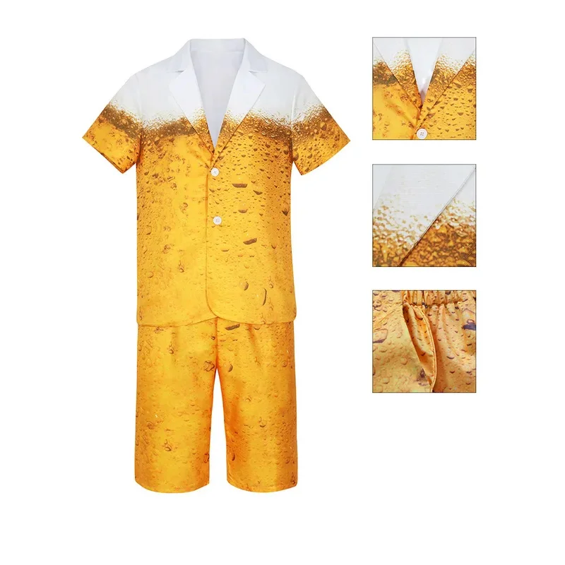 Traje de Oktoberfest para hombre, disfraces de fiesta de cerveza para conjuntos de Cosplay, disfraz elegante, traje para adulto, ropa, juego de rol, amarillo