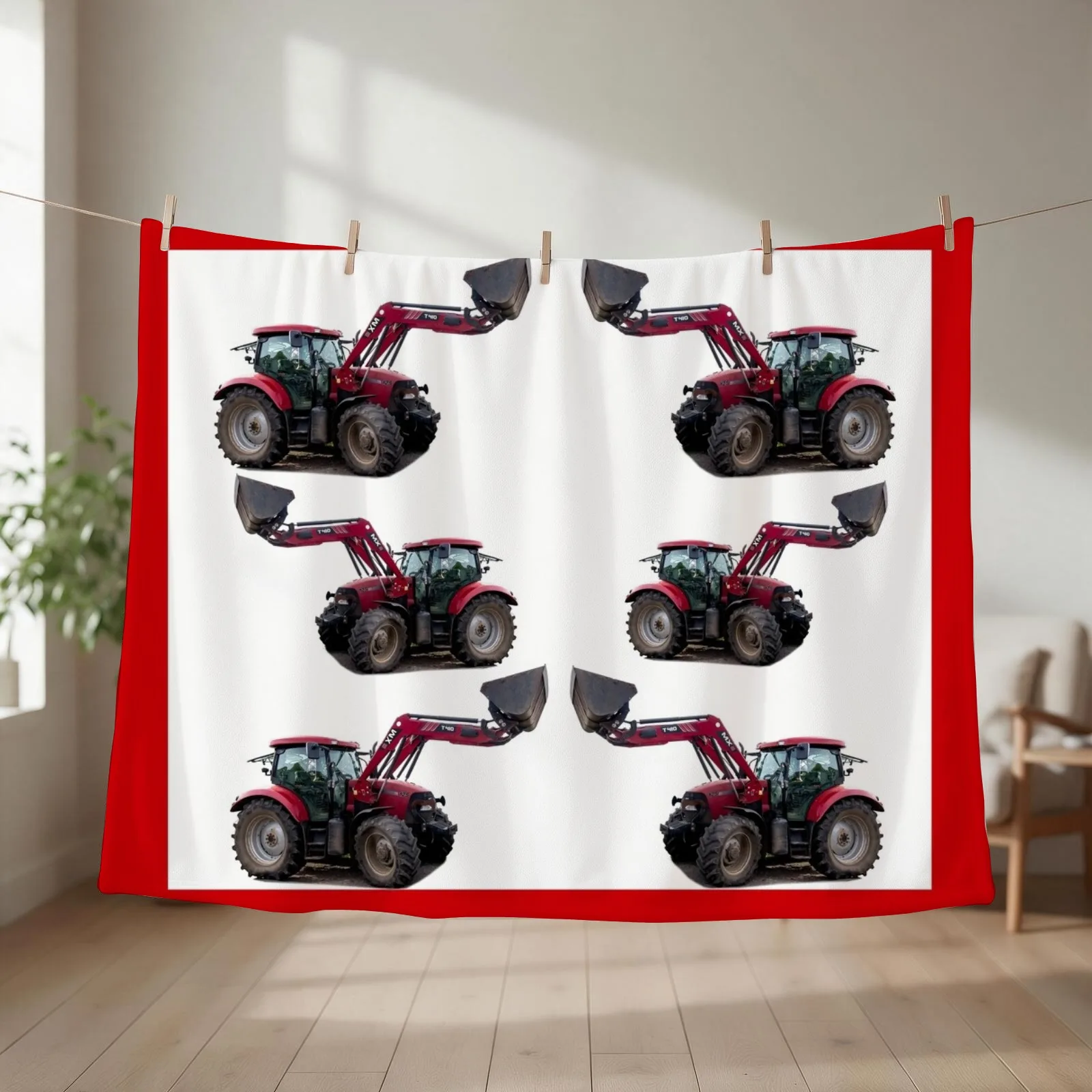 red tractor Throw Blanket Winter beds Hairys Multi-Purpose Warm Blankets