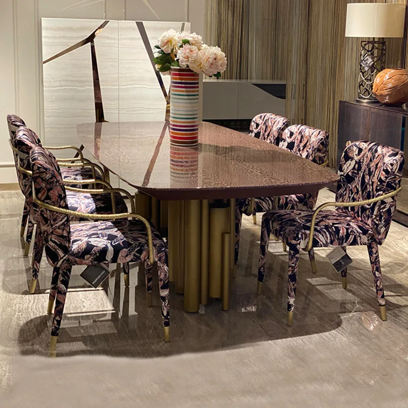 Pure copper dining chair with armrests modern home art single chair