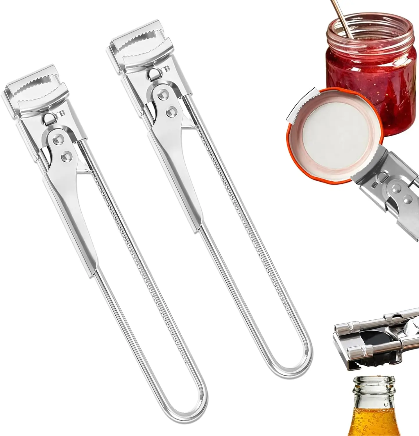 

Набор из 2 регулируемых открывалок для банок для пожилых людей, удобные открывалки для консервов из нержавеющей стали, кухонные гаджеты