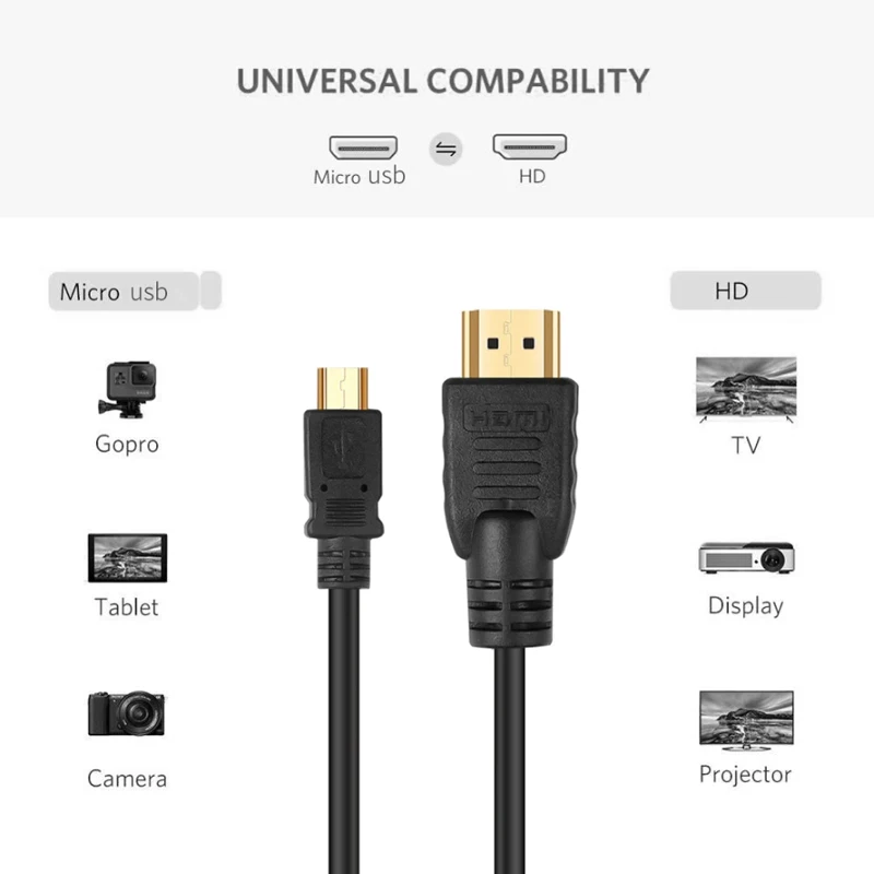 Micro USB to HDMI Cable Micro USB to HDMI Adapter HD 1080P HDTV for Laptop Samsung Galaxy Note 3 S2 S3 S4 S5 HTC LG Sony view 6
