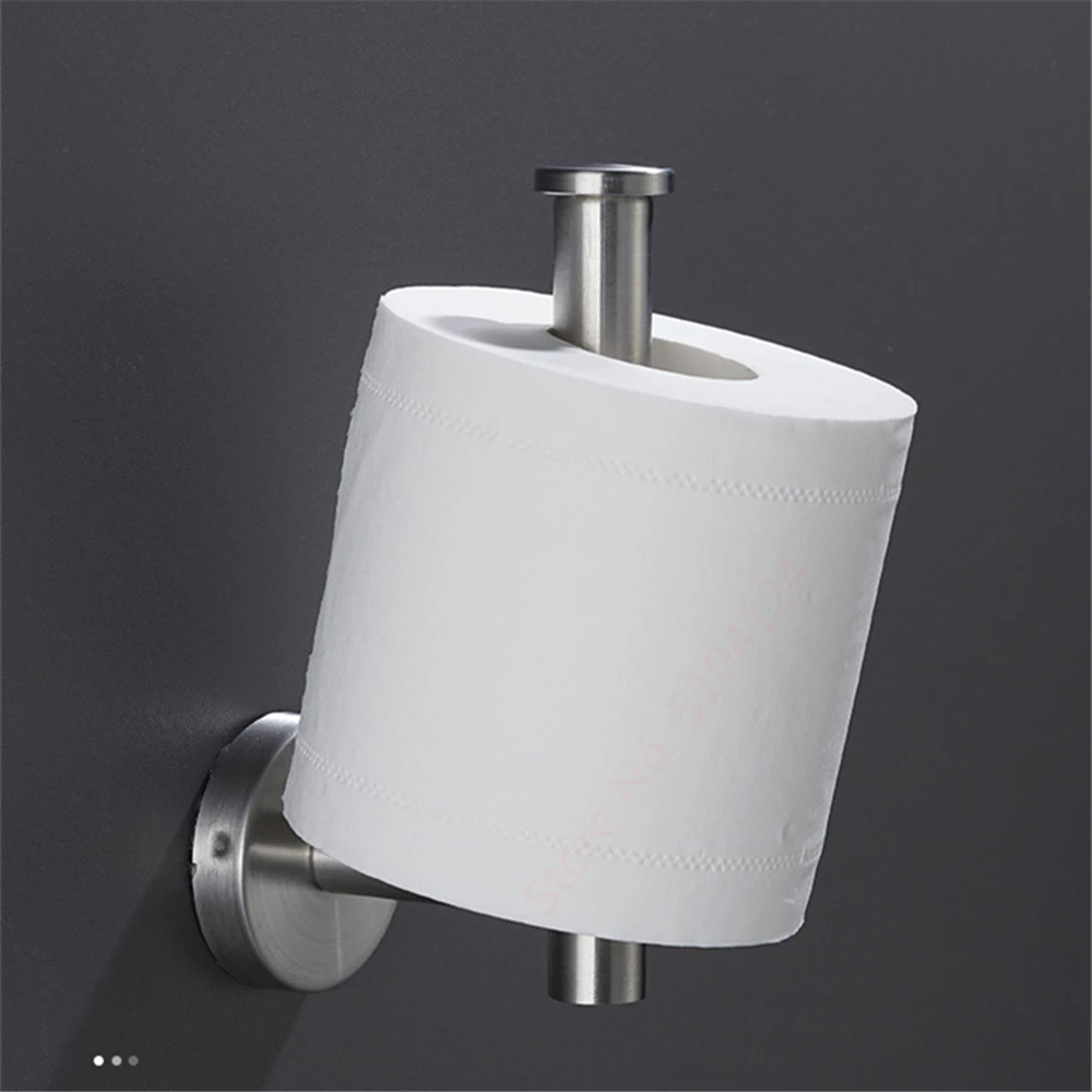 Self-Stick/Screw Fixing Toilet Paper Holder Hook Up Kitchen Silver Black Stand Stainless Steel Tissue Rack Bathroom Accessories