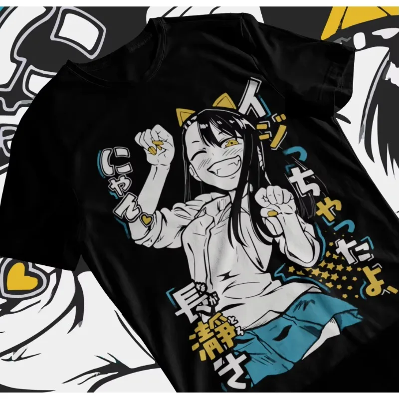 Trend Sommer 2025, Cosplay, neutrales Schwarz-Weiß-T-Shirt, Nagatoro-san-Shirt, Ecchi, lustiges Hentai, Japan, Kawaii, Anime, weiches T-Shirt