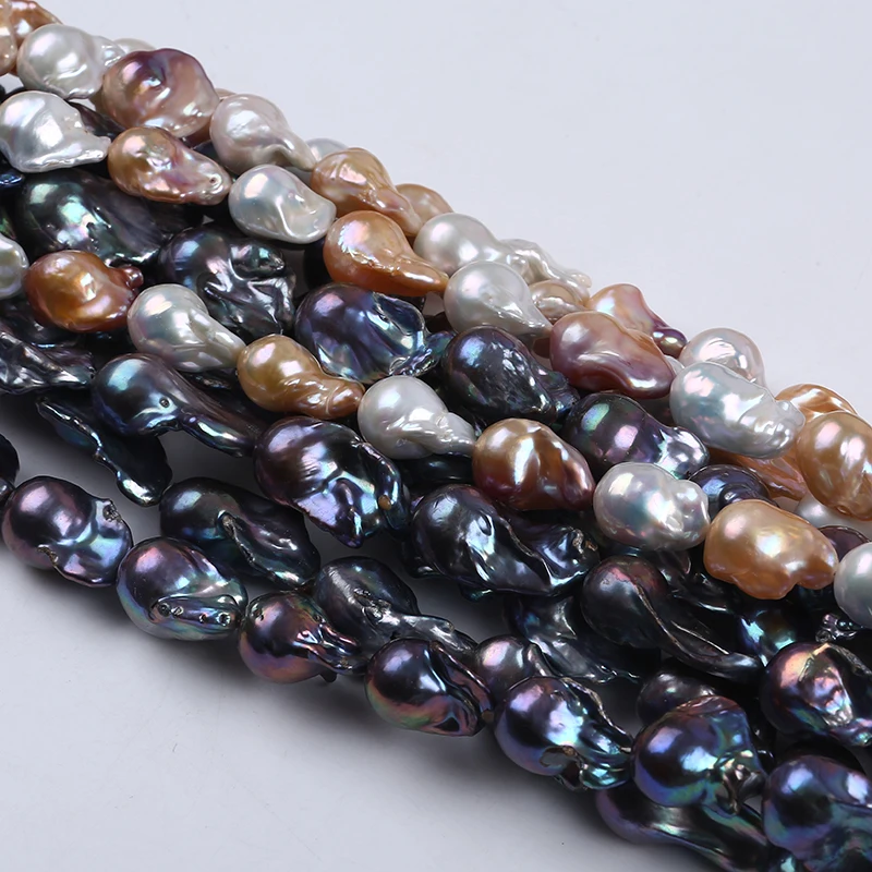 

15-20mm Wholesale AA Pink Black Natural Real Loose Freshwater Baroque Pearl Beads Strand