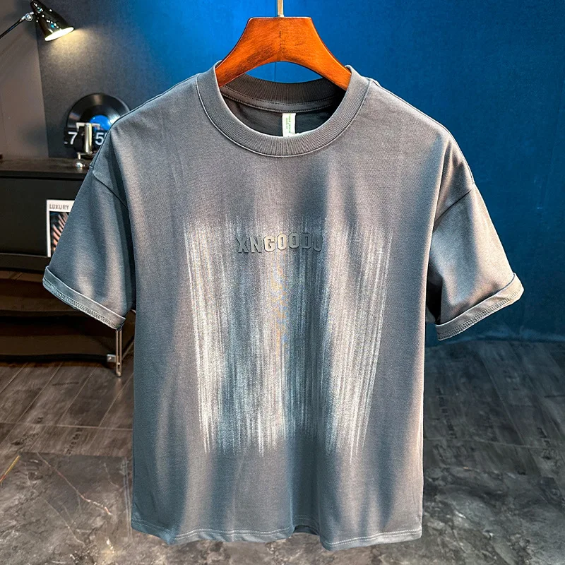 2025 new American retro high street printed men's short sleeved T-shirt for summer niche trend versatile clothing