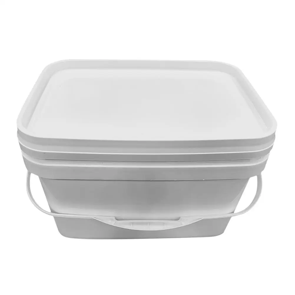 Empty 2.6 Gallons White Paint Bucket 10L Rectangular Hand-held Wide-mouth Container Lid for Storage Chemical Barrel Painting
