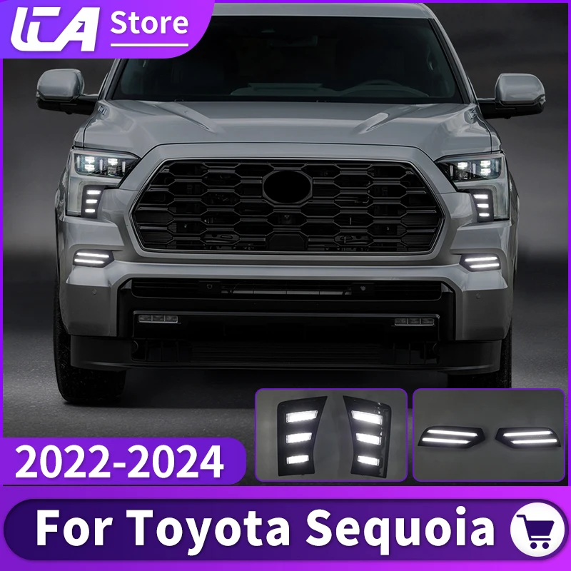 For 2022-2024 Toyota sequoia Daytime Driving Lamp Led Dynamic Turn Signal Fog Light Modification Accessories  2022 2023