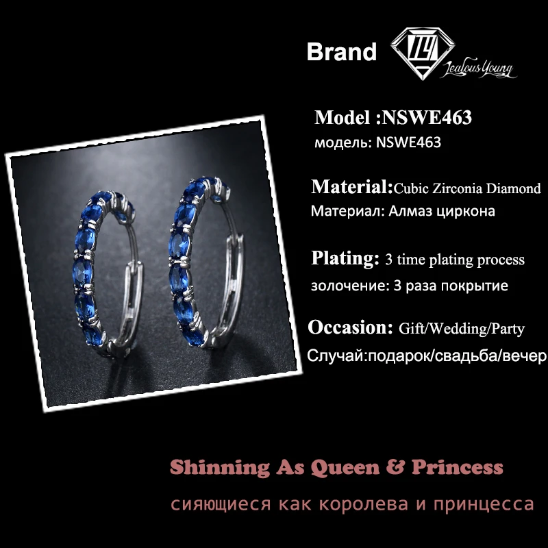 2018 Fashion Green Cubic Zirconia Hoop Earrings For Party Women Round Circle Hoops Fashion Jewelry AE463