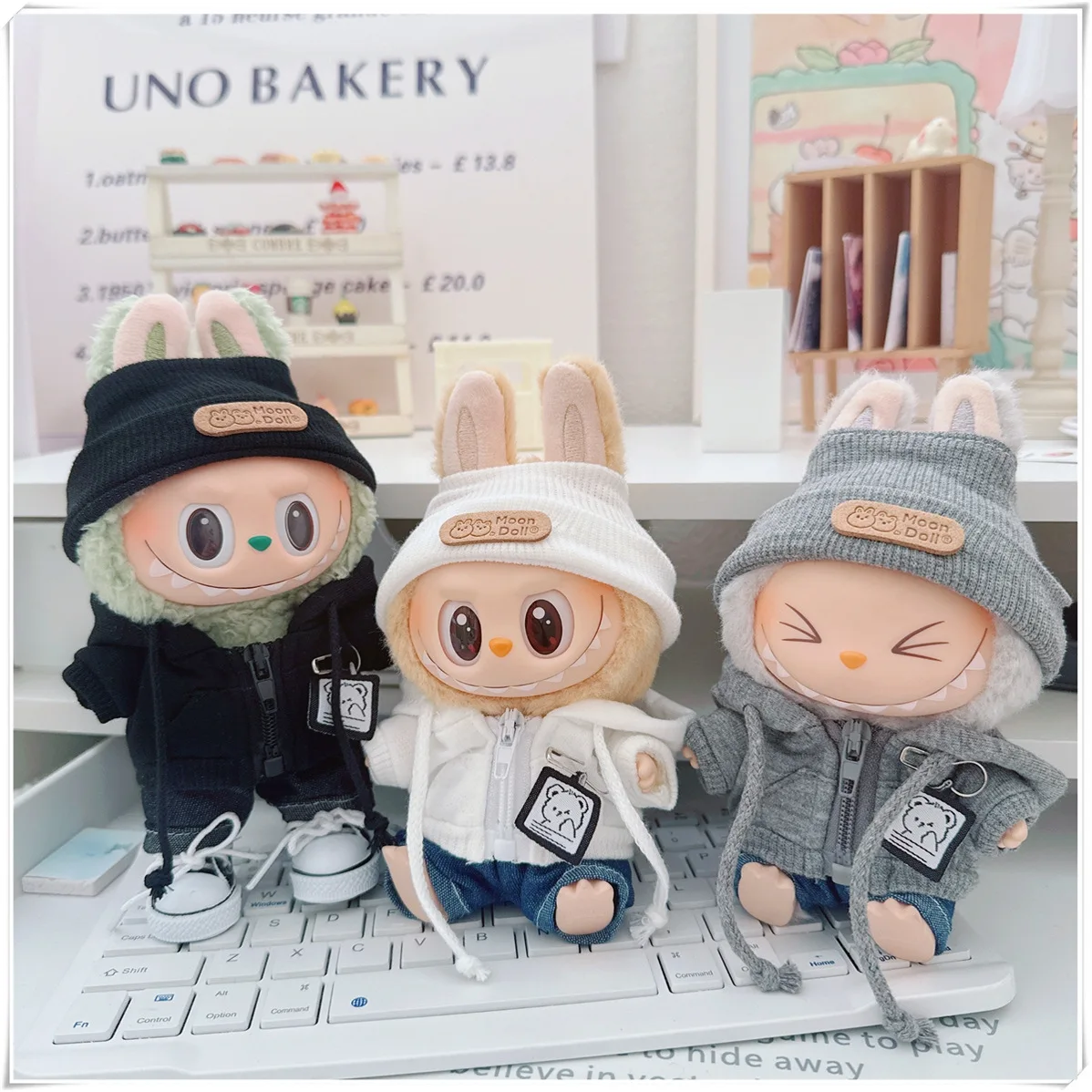 17 ซม.Labubu Bear Casual Jacket ตุ๊กตาเสื้อผ้า-น่ารักตุ๊กตาสําหรับ Pullip Blythe OB11 BJD, Kawaii Teddy Coat