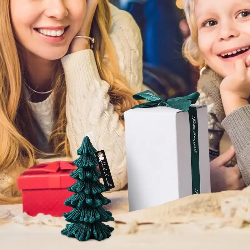 Bougie Décorative en Forme d'Arbre de Noël, Parfumée ci-après, Décorations de Table pour la Veille de Noël, Hiver