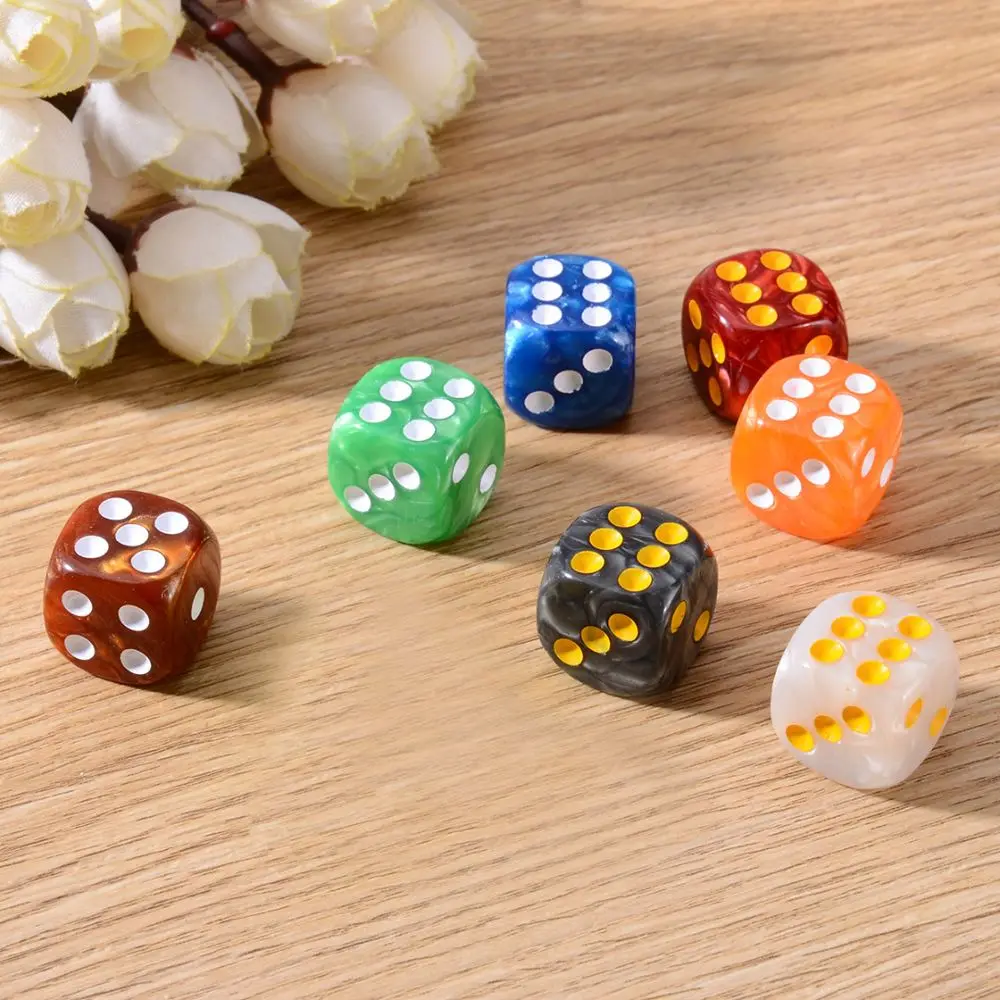 

Board Games Number Game Toys Round Corner 6 Sided Playing Games 6 Sided 16mm Dice Game Dice Polyhedral Dices Pearl Gem Dice