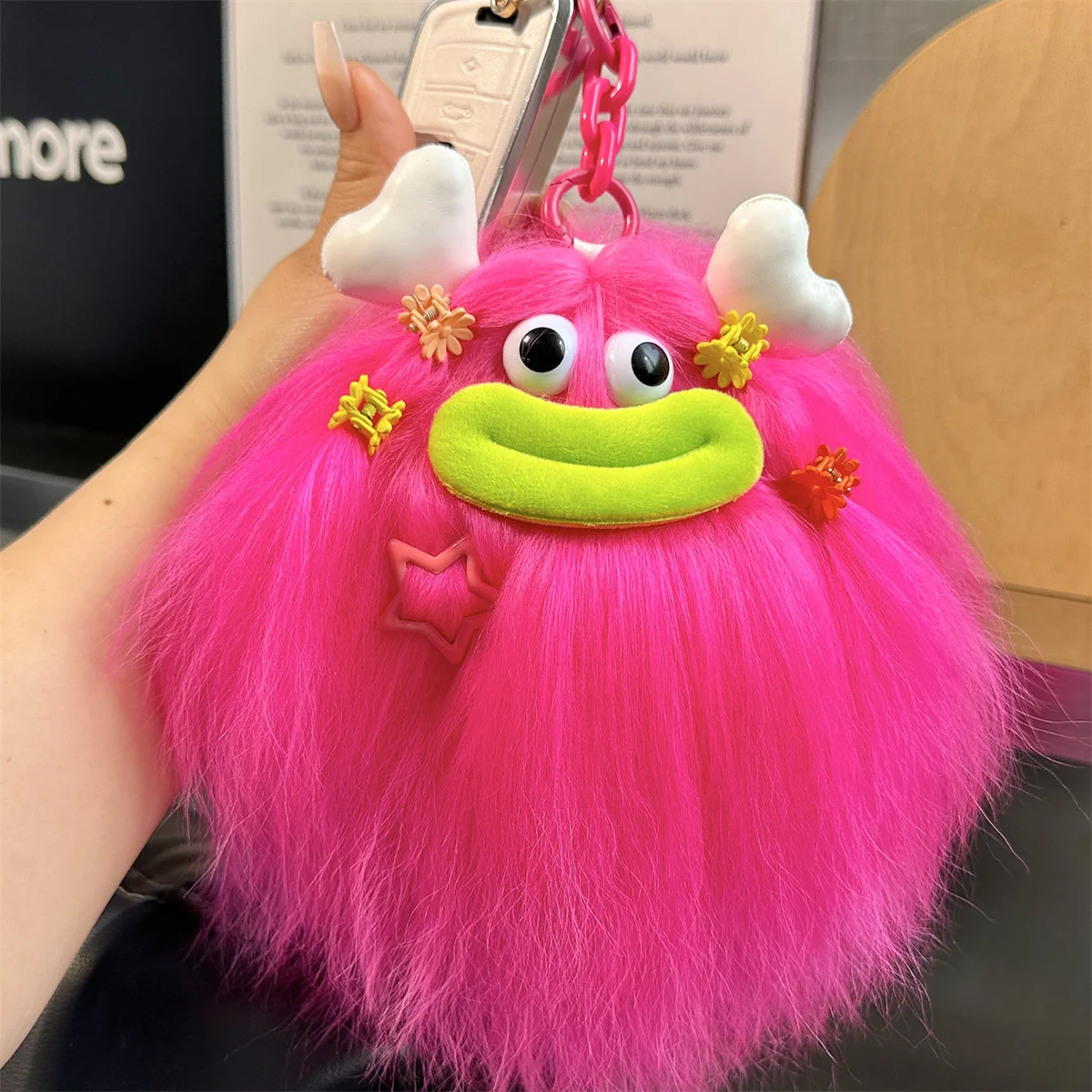 

Милый плюшевый брелок-подвеска с пушистыми губами и длинными волосами, персонализированная кукла-брелок, забавный аксессуар для сумки, украшение, подарок для друга