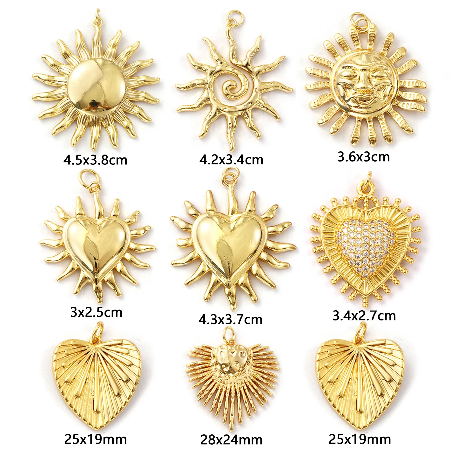 1 قطعة المعلقات النحاسية الجديدة الذهب اللون Ex Voto القلب الشمس المعادن Charms عقد دي اي واي سوار للنساء الرجال حفلة هدية النتائج مجوهرات
