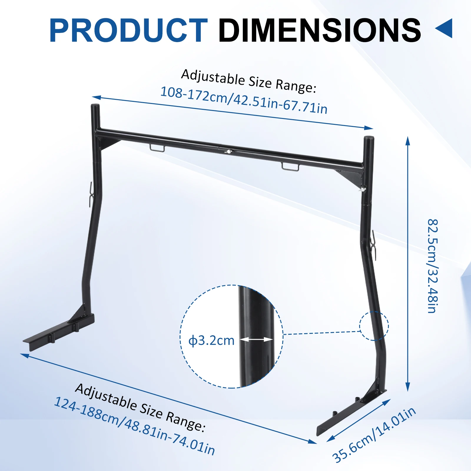 Extendable Truck Ladder Rack 800 Lbs Capacity with No Drilling Installation, Universal Fit for Kayak Canoe Surfboard Lumber