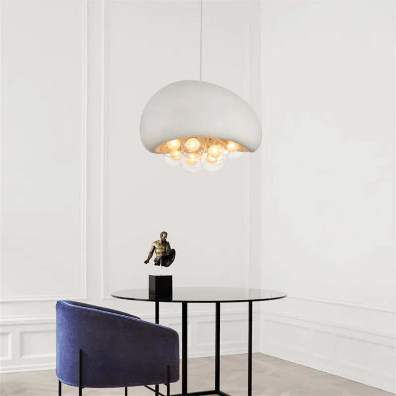 مصباح متدلٍ من راتنج وابي سابي ، مصباح فقاعي بسيط ، تأثيث منزلي ، إبداعي ، جزيرة مطبخ ، إضاءة ، إبداعية