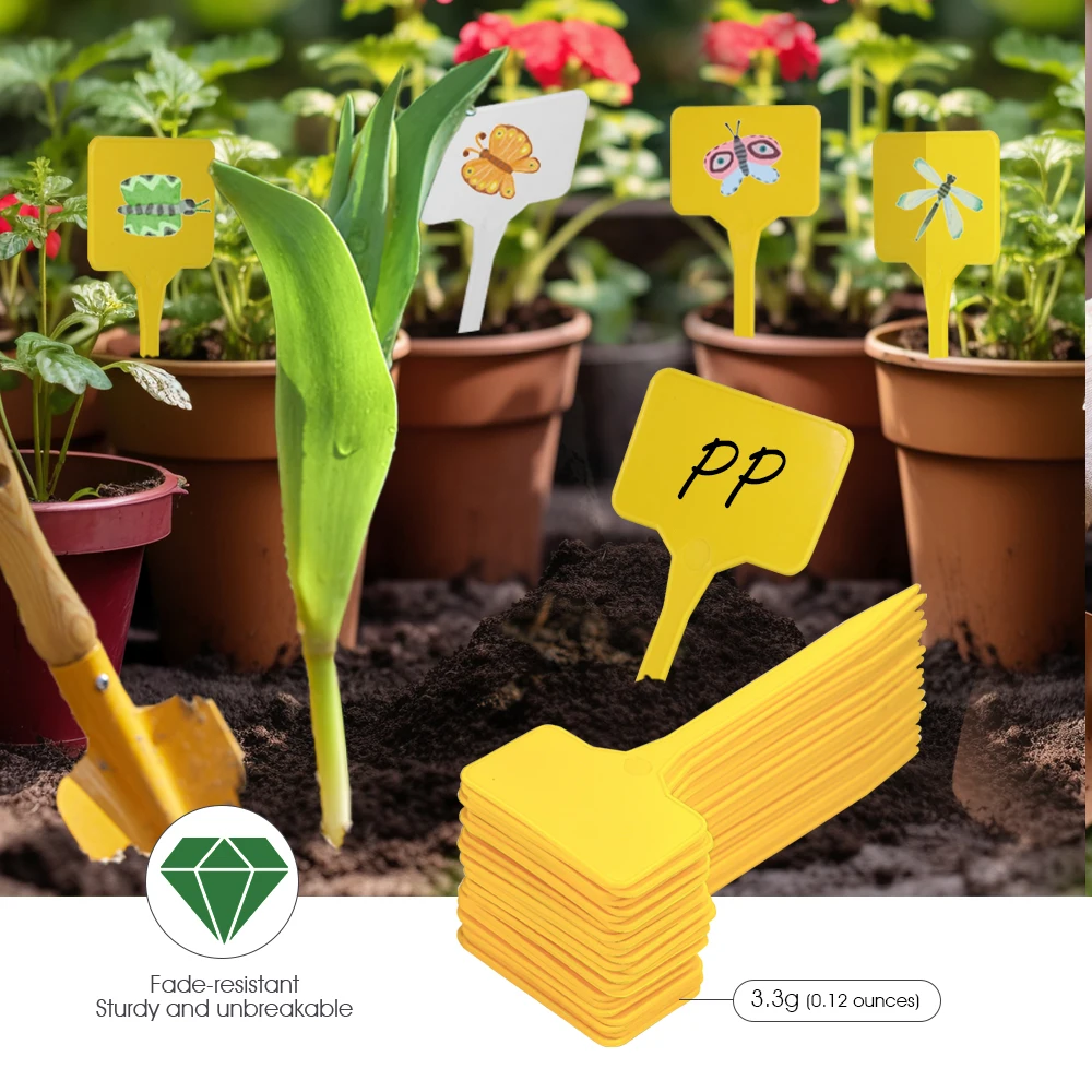 N306 T-Shaped Plant Labels 14.7cm Tall Writable Waterproof Garden Tags PP Markers for Indoor Outdoor Plants Flowers Vegetables